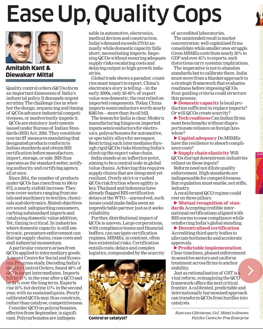 Ease Up, Quality Cops - Amitabh Kant & Diewakarr Mittal